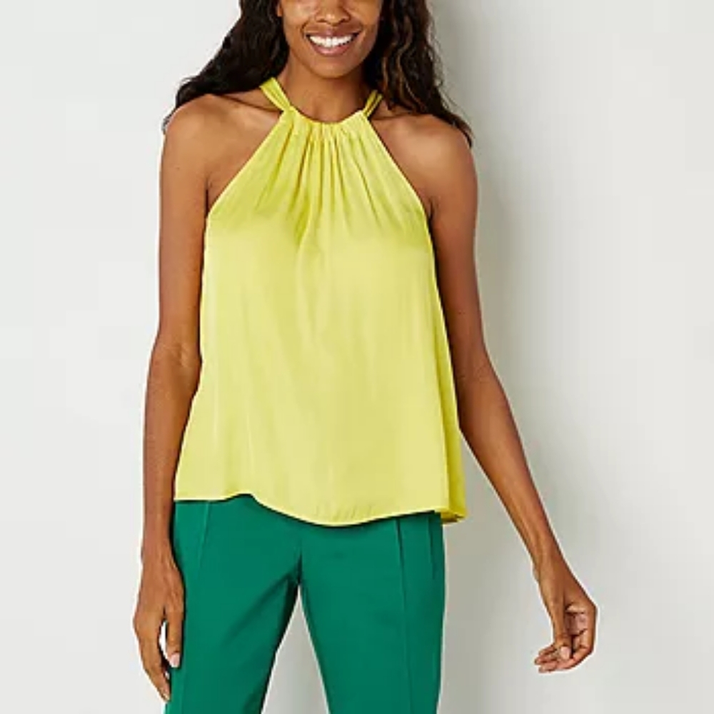 Worthington Womens Sleeveless Mock Neck Top